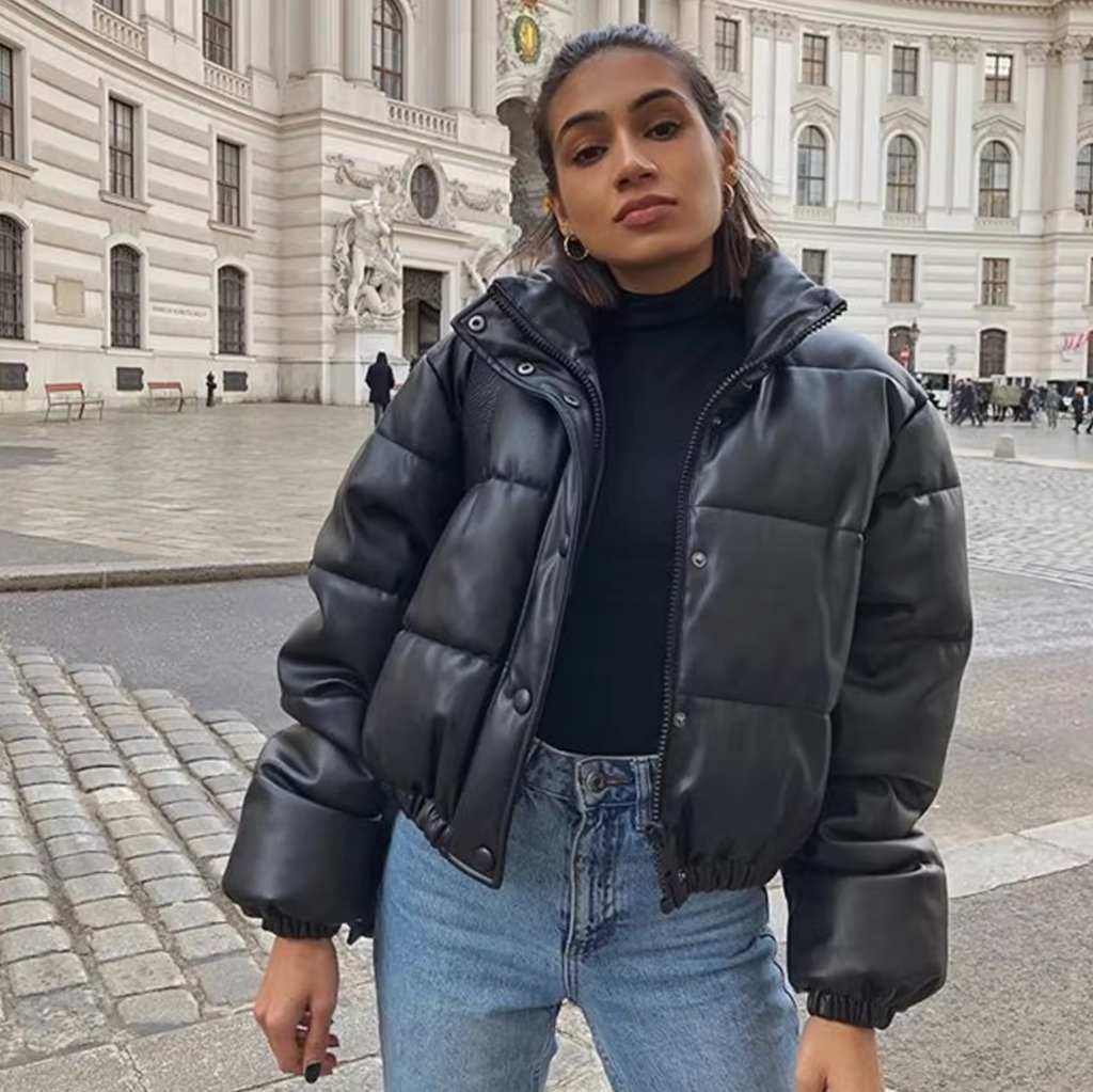 Doudoune pour femme en similicuir