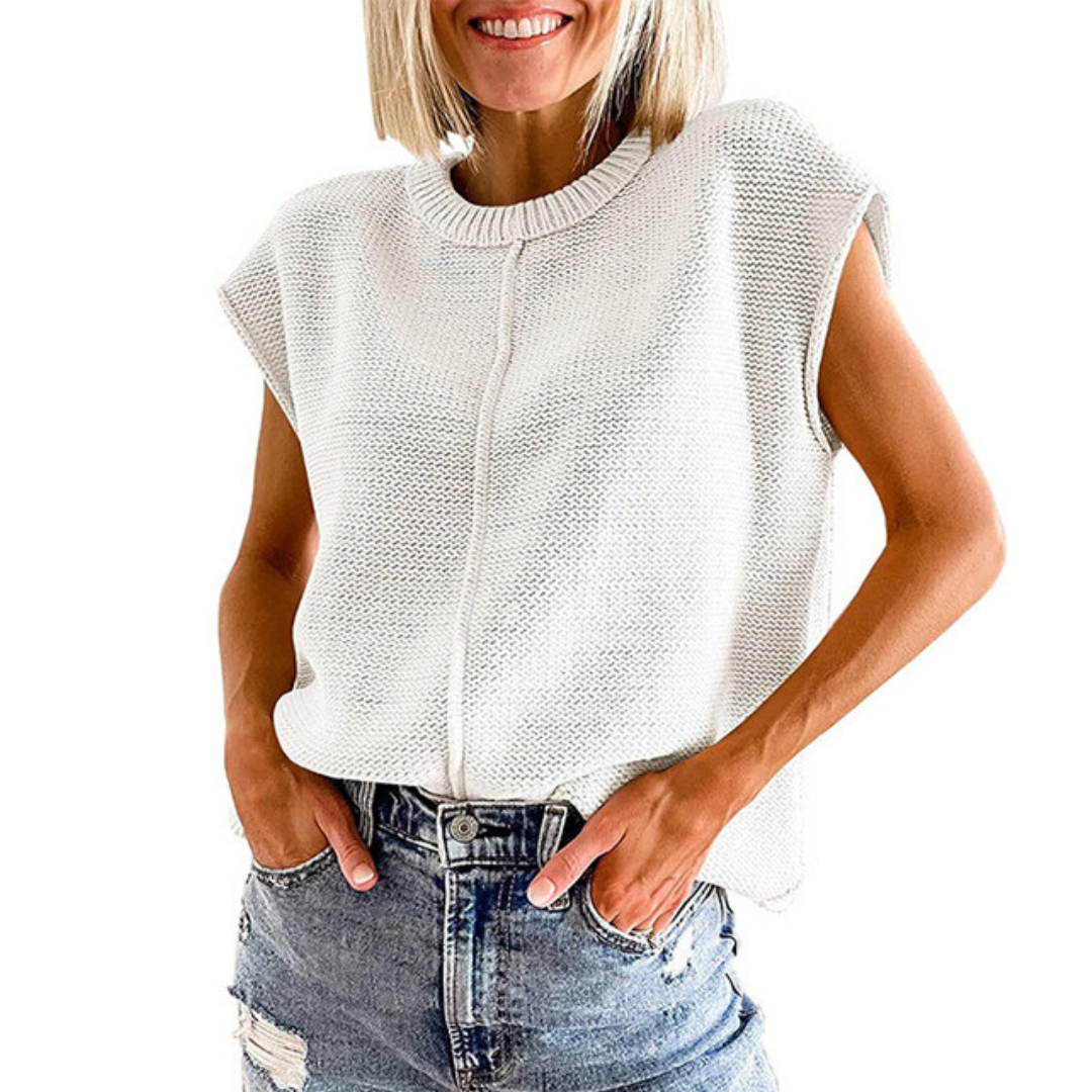 Top tricoté sans manches décontracté pour femme