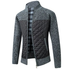 Men’s Quilted Knit Jacket with Stand Collar