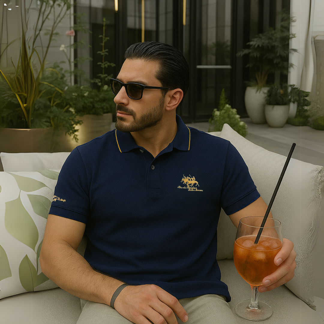 Polo brodé à manches courtes pour homme