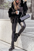 Women's Hooded Puffer Jacket with Faux Fur Trim