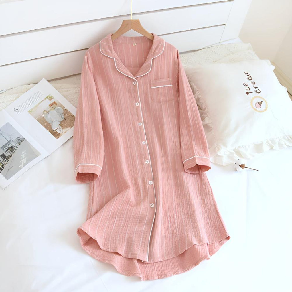 Women’s Striped Button-Down Nightdress
