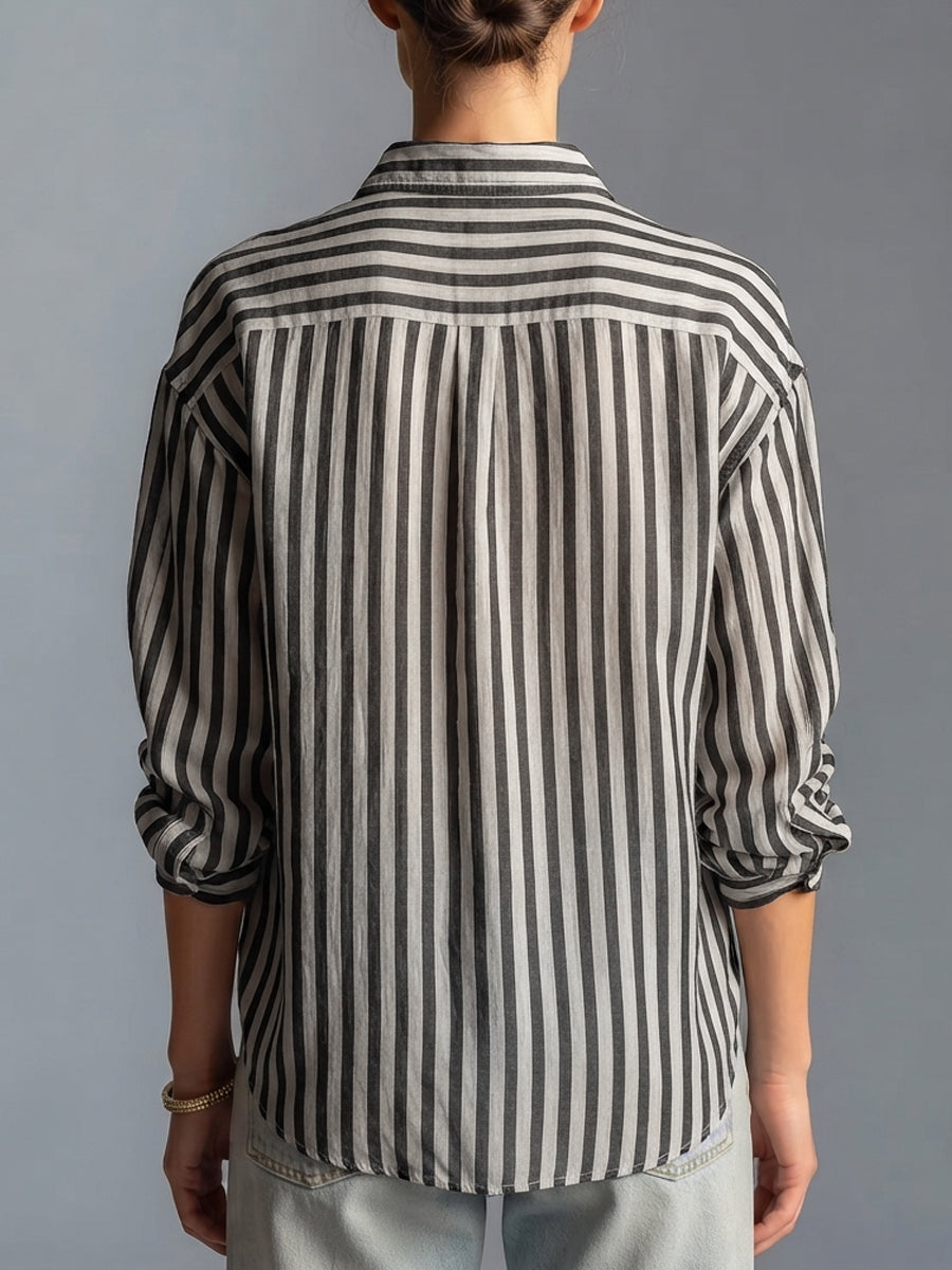 Women's Relaxed Striped Long Sleeve Shirt