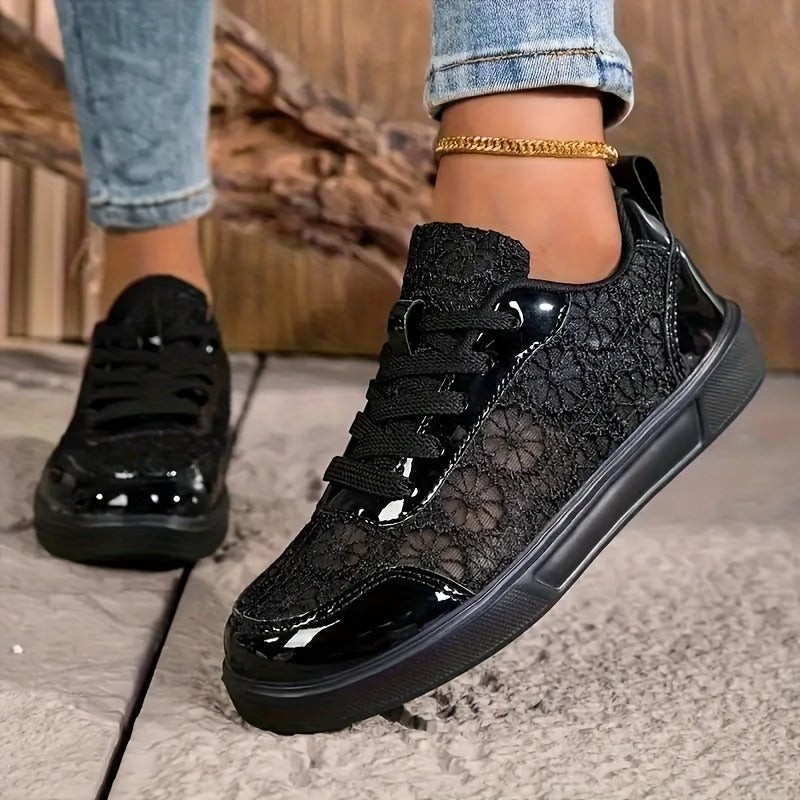 Women's Lace-Up Floral Mesh Trainers