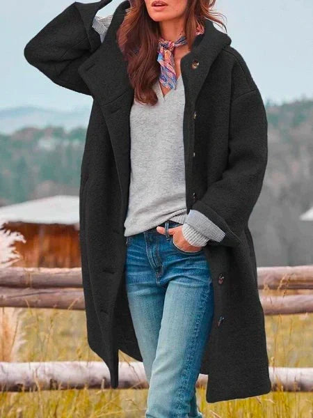 Manteau teddy long à capuche pour femme