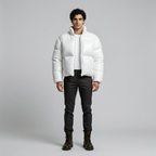 Men's Oversized Puffer Jacket with Stand Collar