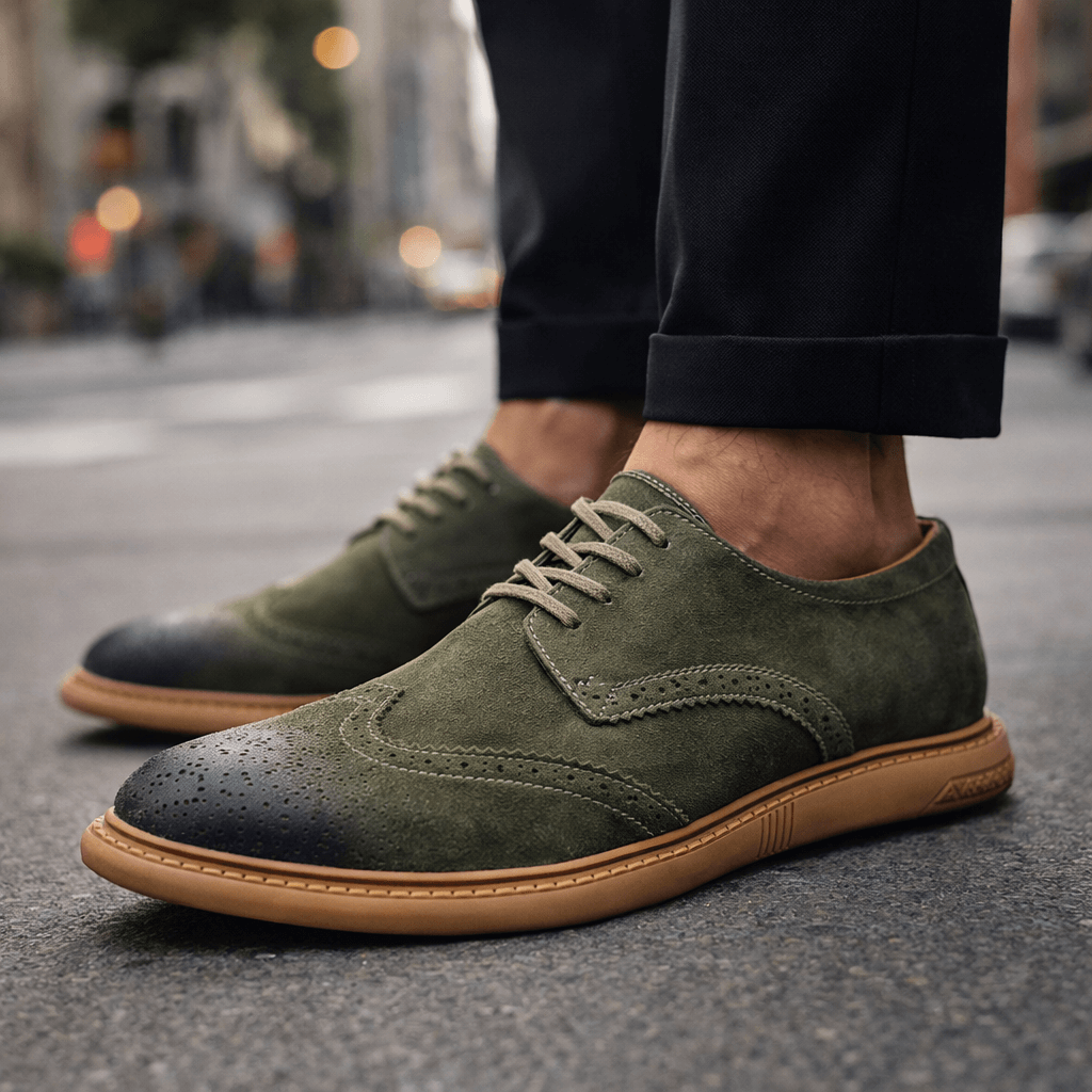 Chaussures derby brogue pour hommes en daim