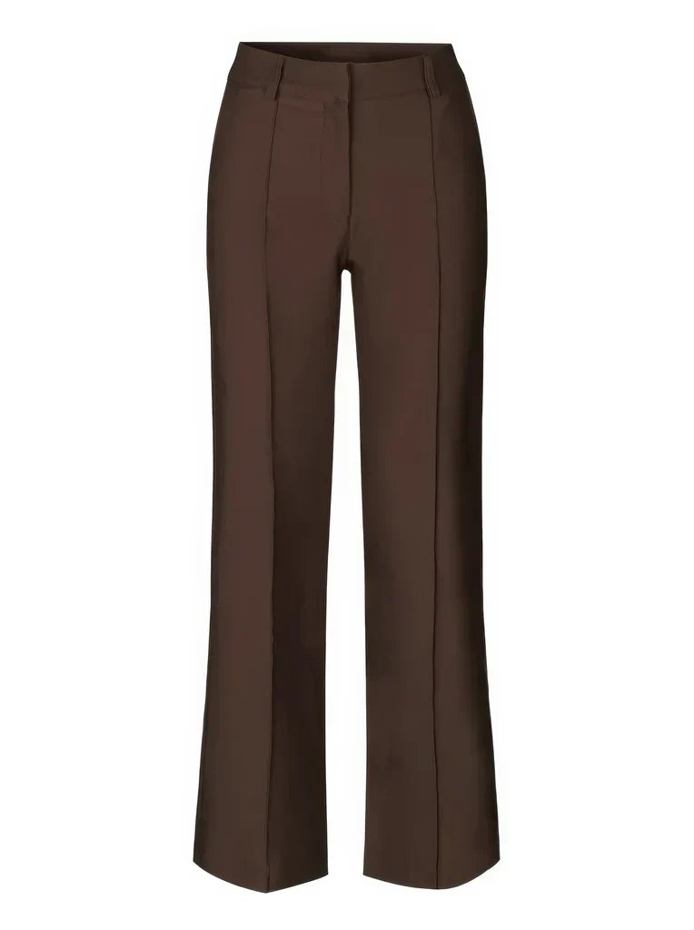 Pantalon large à taille haute pour femme avec poches