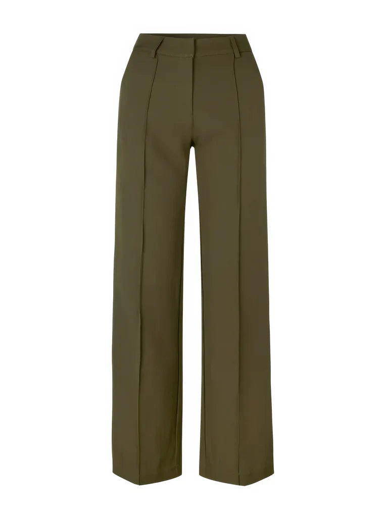 Pantalon large à taille haute pour femme avec poches