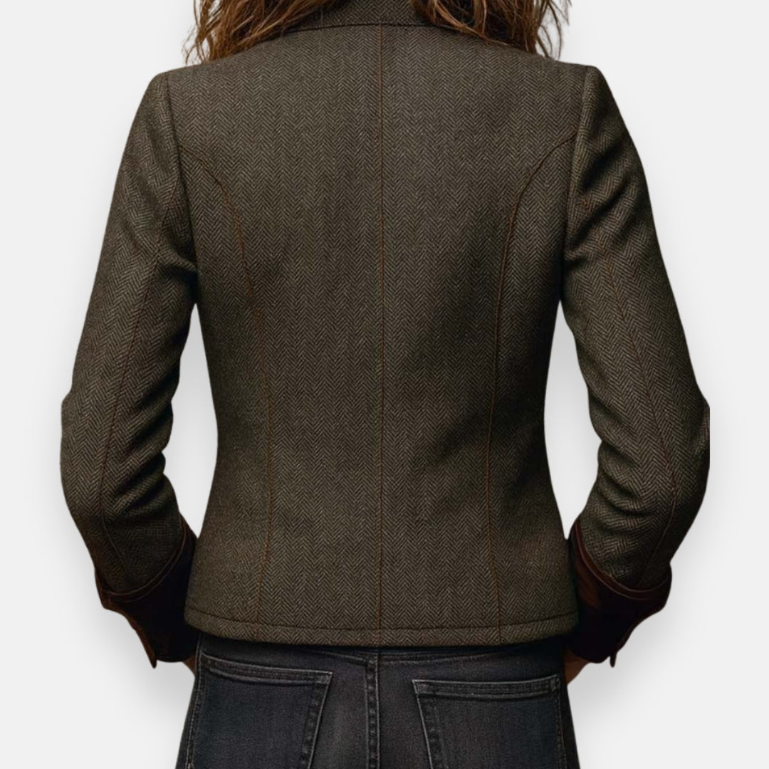 Veste cintrée pour femme en chevrons avec poignets contrastants