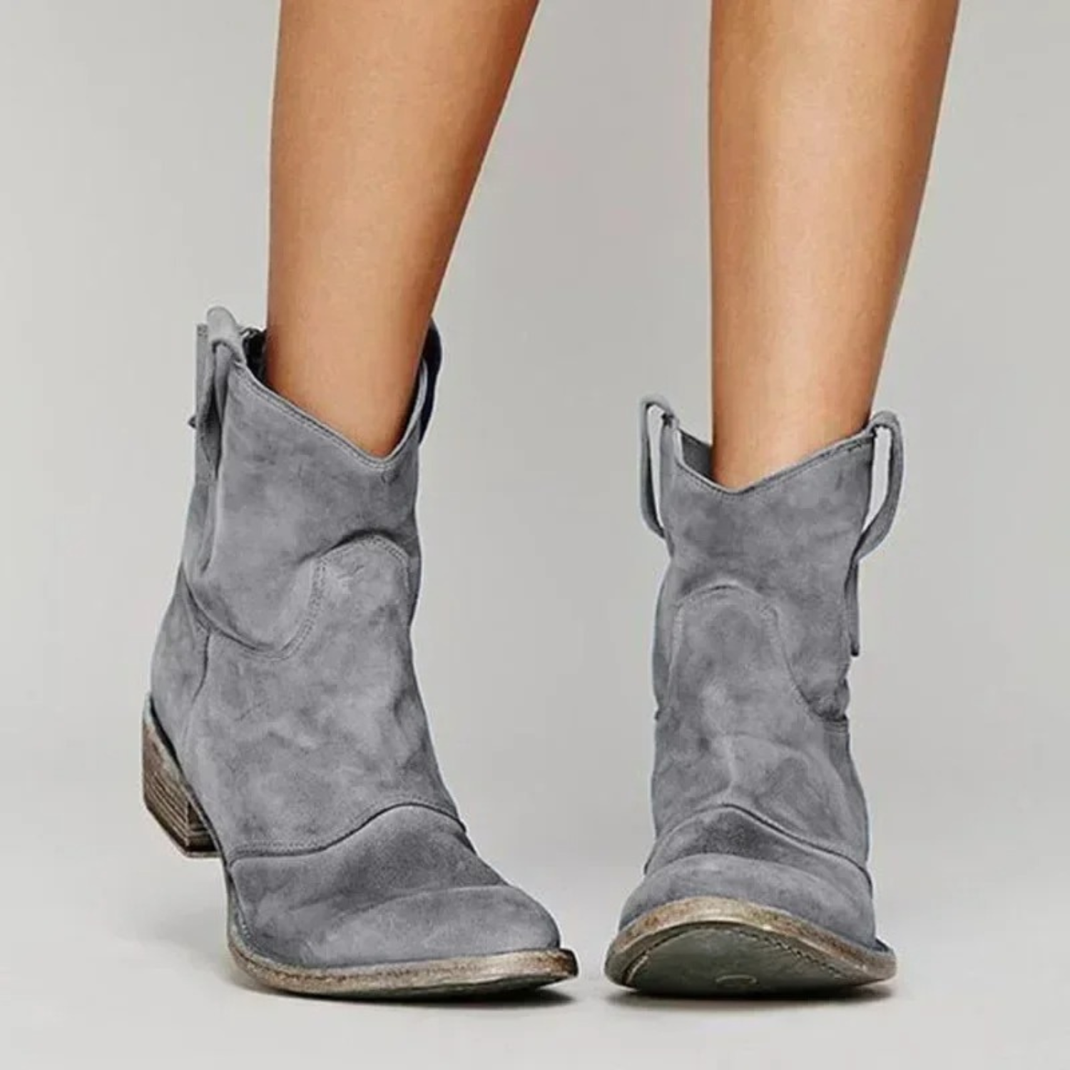Women's Suede Western Ankle Boots for Autumn
