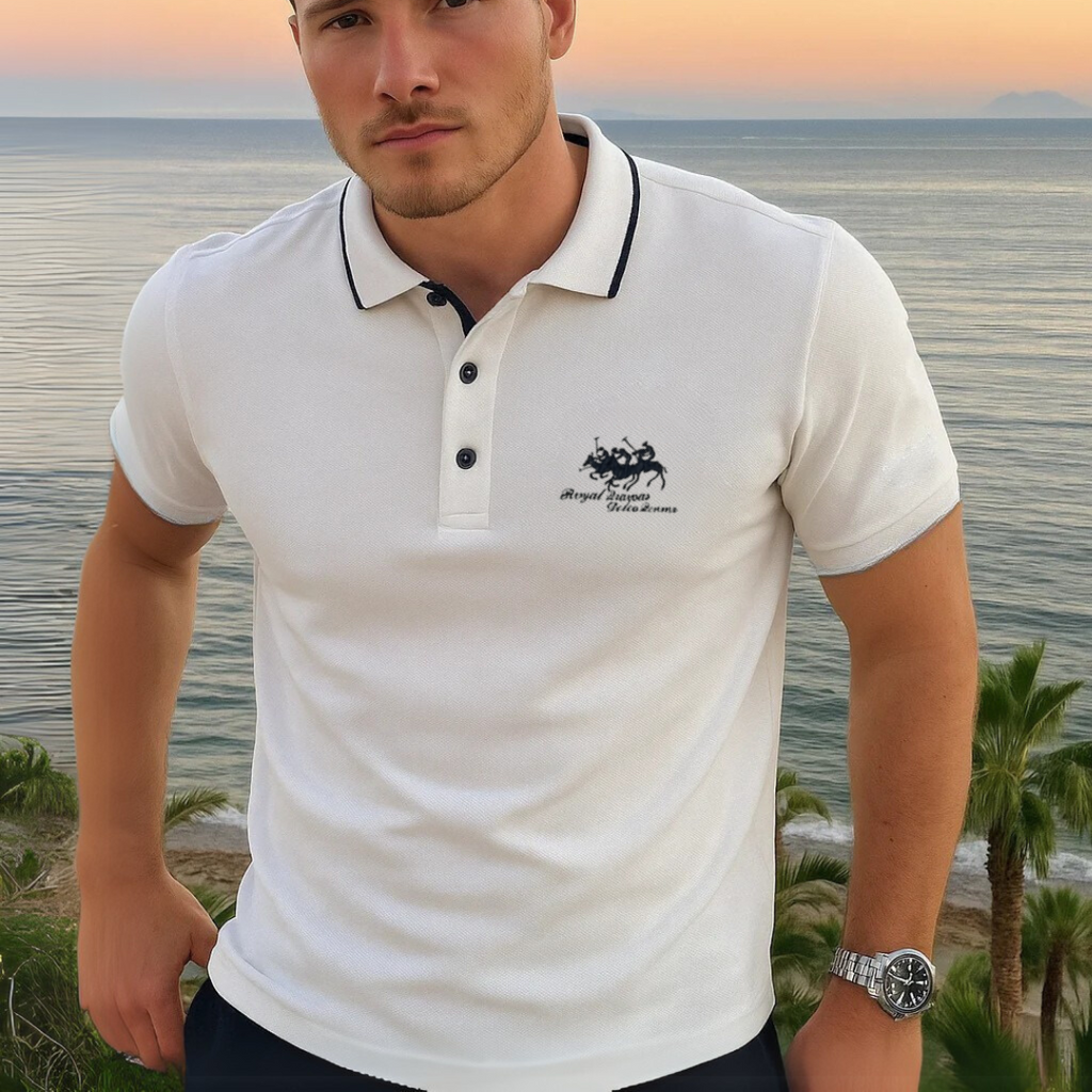 Polo brodé à manches courtes pour homme