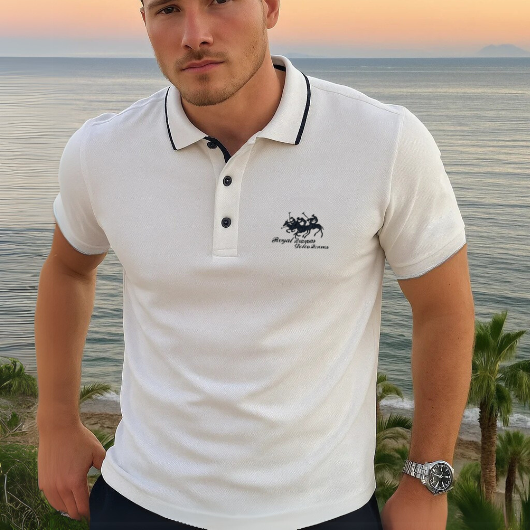 Polo brodé à manches courtes pour homme