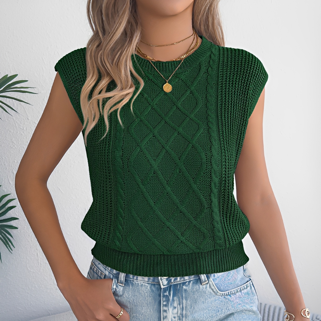 Women's Cotton Cable Knit Sleeveless Sweater Vest