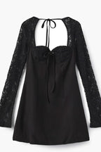 Lace Sleeve Bustier Mini Dress with Tie Front