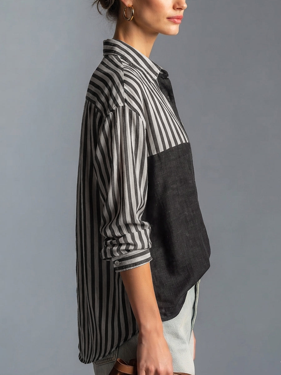 Women's Relaxed Striped Long Sleeve Shirt