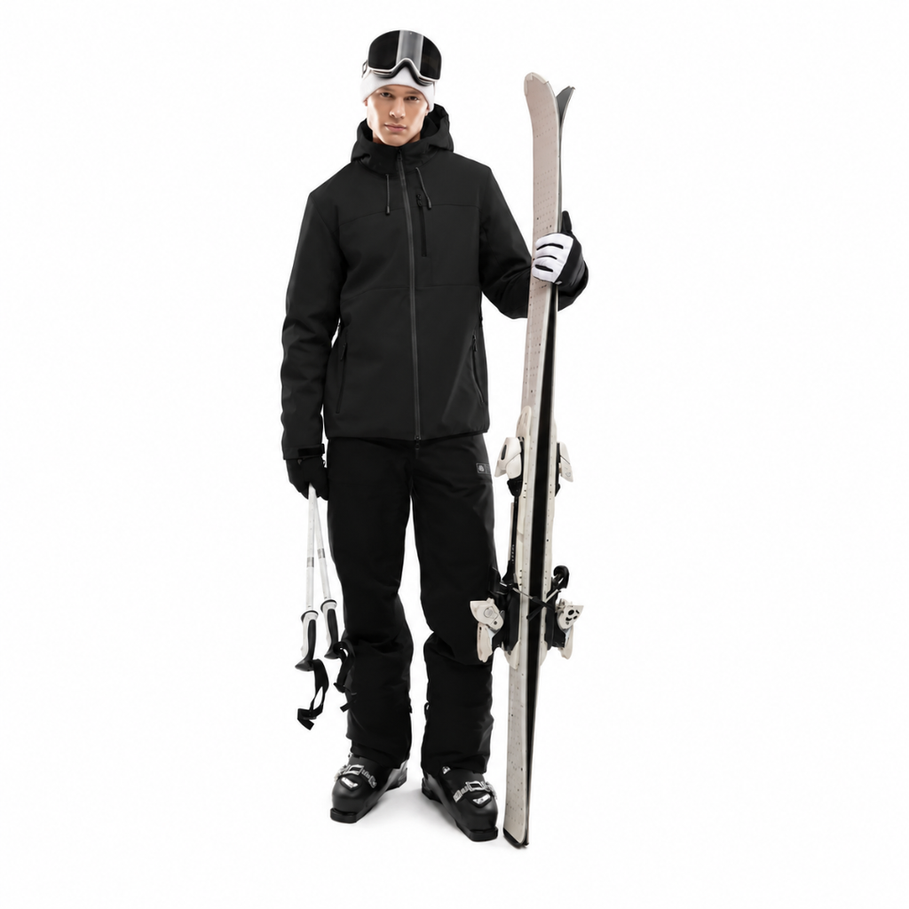Men's Hooded Ski Jacket with Zip Pockets