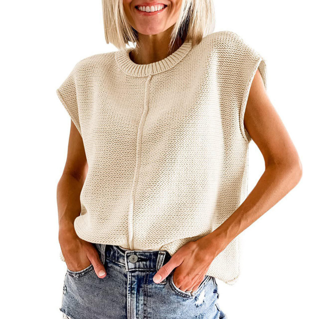 Top tricoté sans manches décontracté pour femme