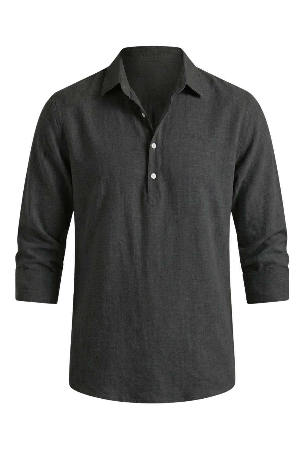 Men's Linen Blend Long Sleeve Henley Collar Shirt