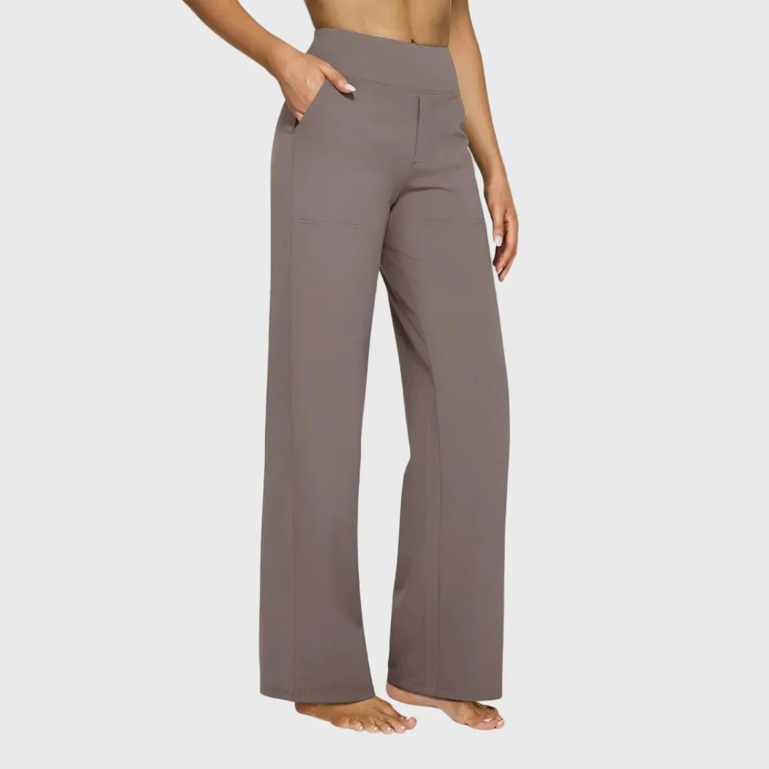 Pantalon large taille haute avec poches pour femme