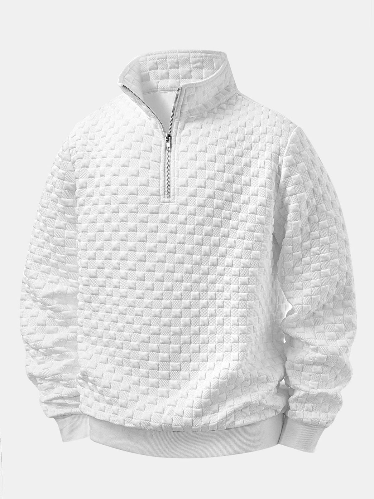 Pull texturé à col montant et fermeture éclair quart de tour pour homme