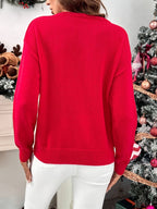 Pull de Noël rouge pour femme avec Père Noël à sequins
