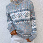 Pull de Noël oversize pour femme | Col montant en maille Fair Isle