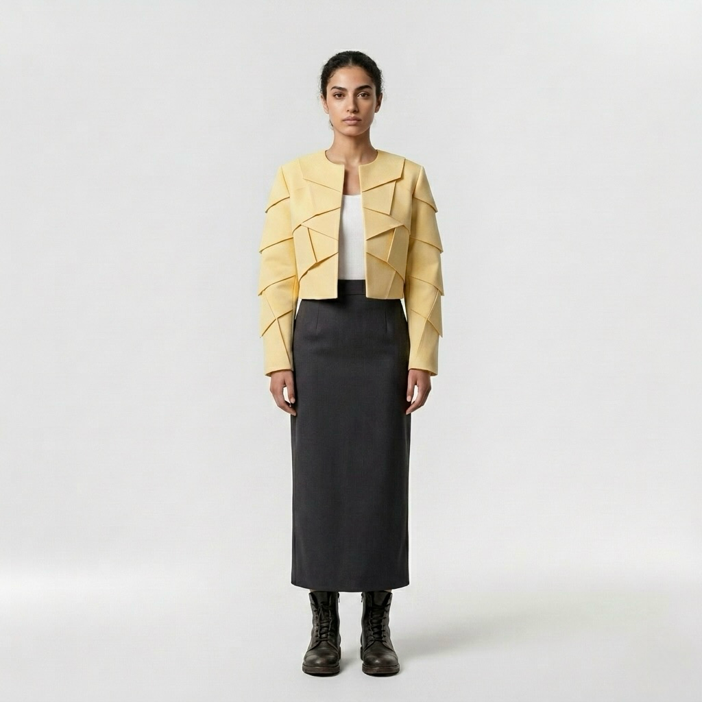 Layered Origami Cropped Jacket