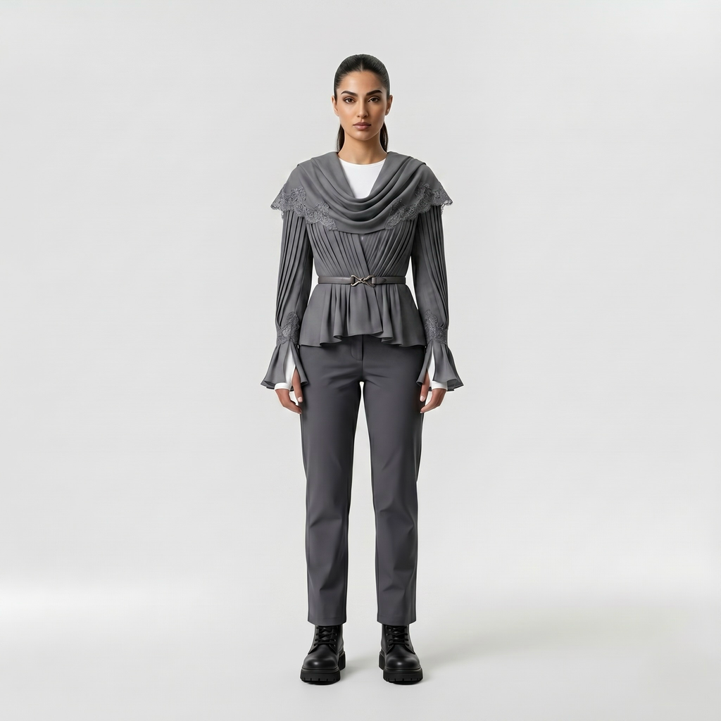 Draped Pleated Couture Blouse