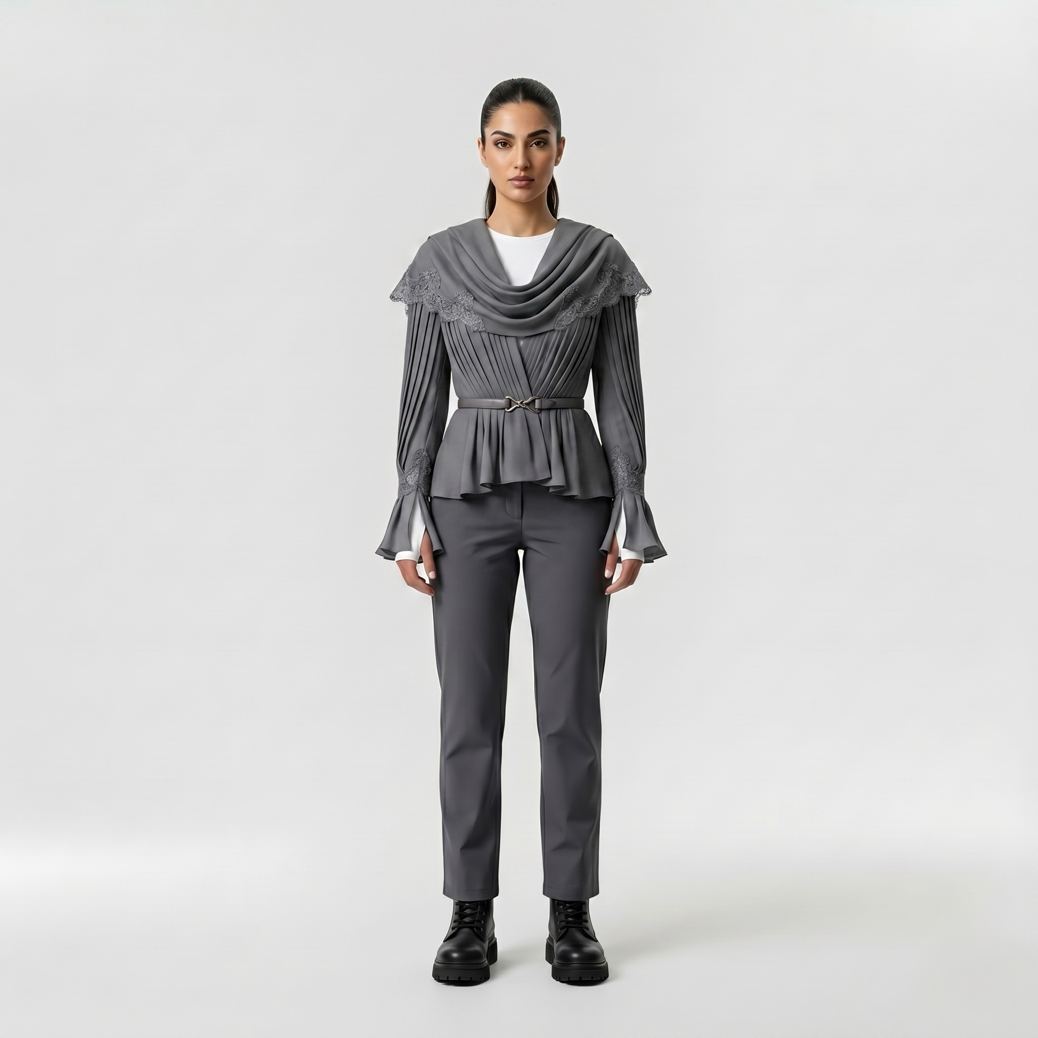 Draped Pleated Couture Blouse