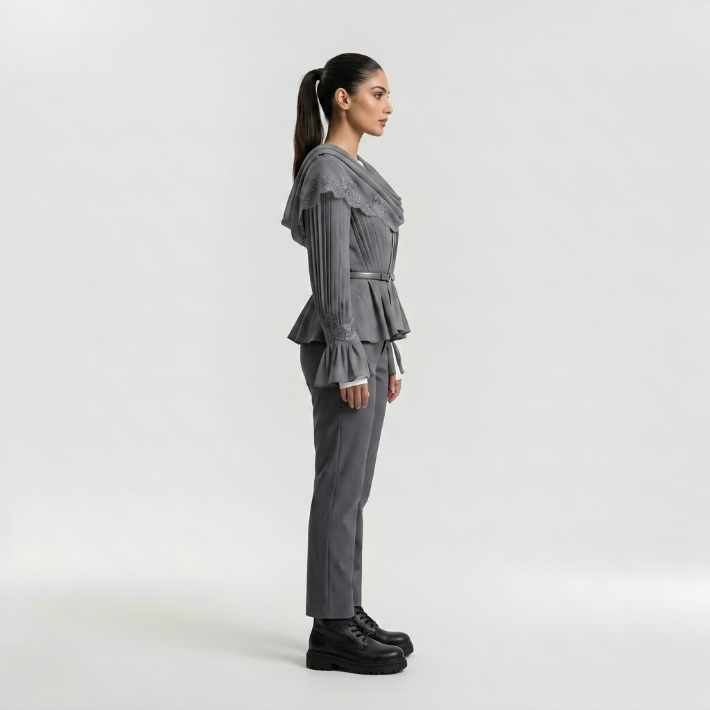 Draped Pleated Couture Blouse