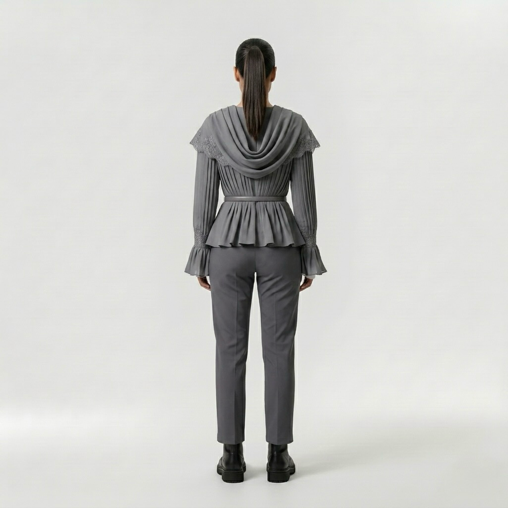 Draped Pleated Couture Blouse