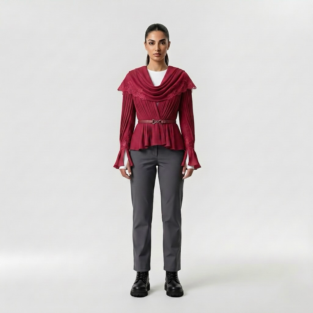 Draped Pleated Couture Blouse