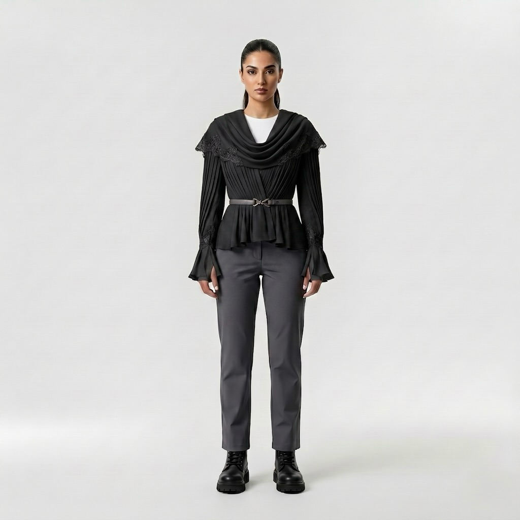 Draped Pleated Couture Blouse