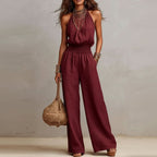 Women's Halterneck Wide Leg Jumpsuit