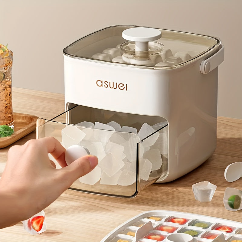 Ice Cube Maker & Storage Box with Easy Release Tray for Summer Drinks