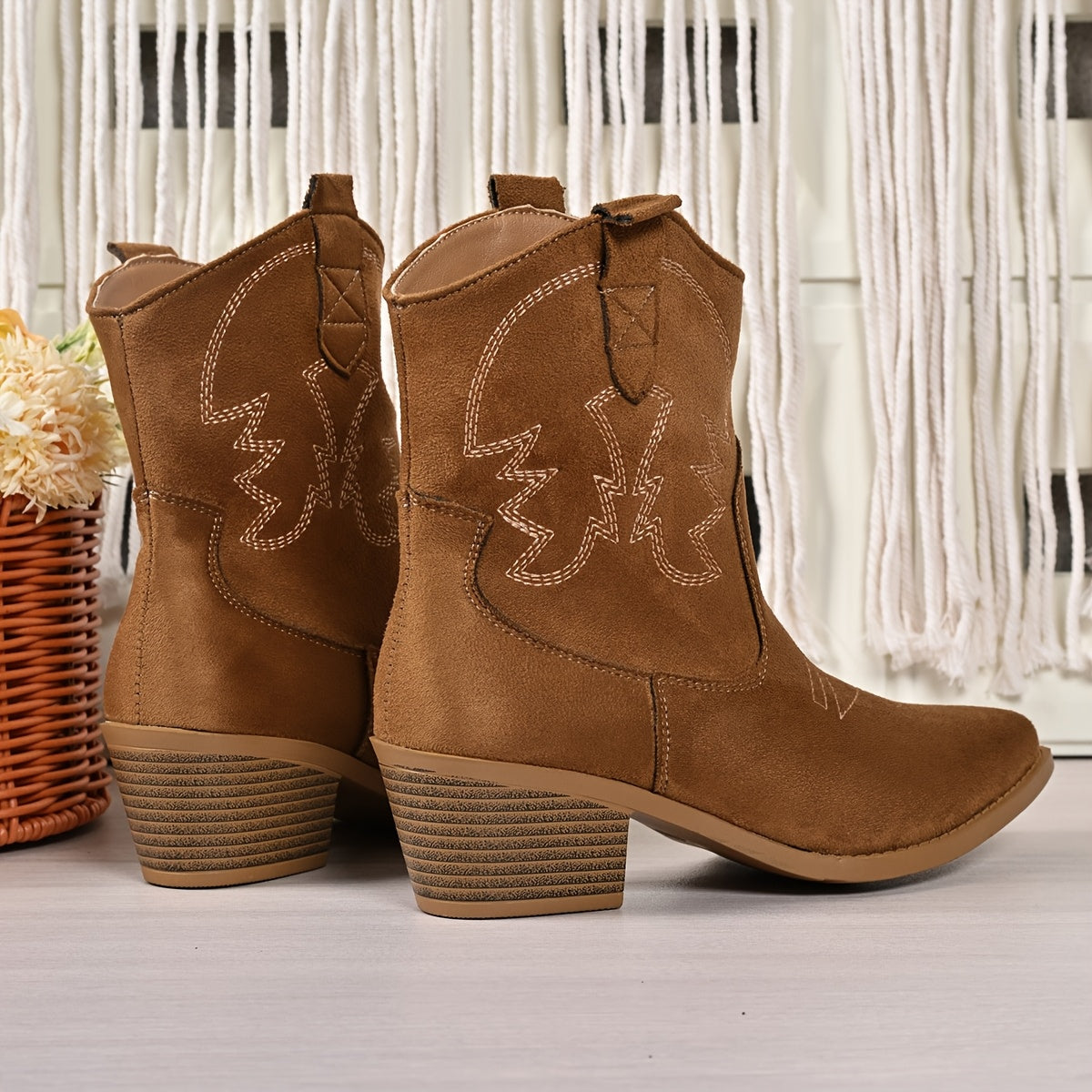 Women’s Western Ankle Cowboy Boots with Embroidery