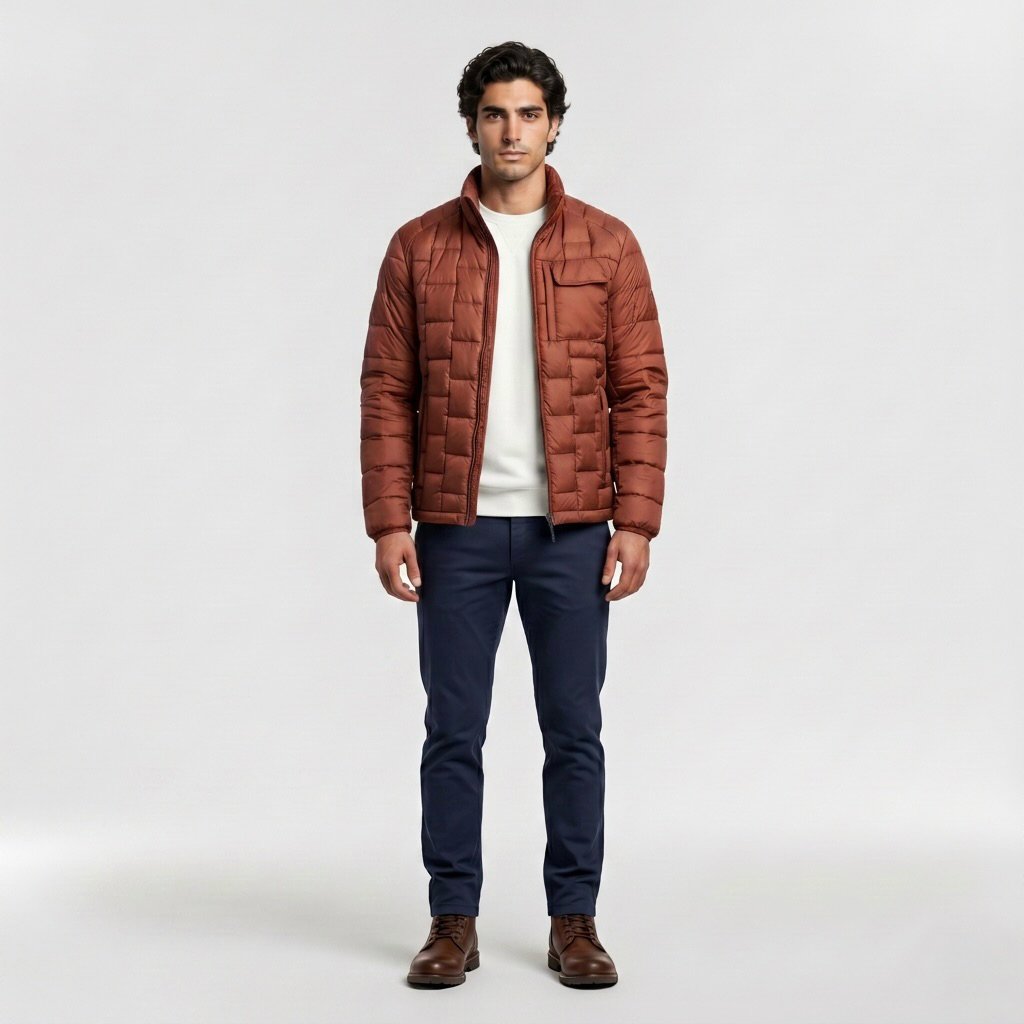 Arctic Grid Lightweight Puffer