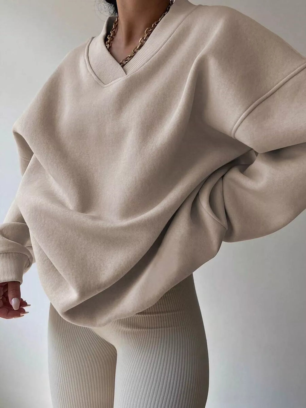 Women's Oversized V-Neck Jumper