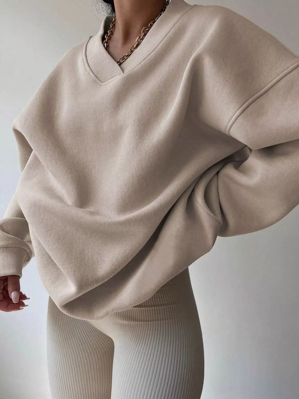 Women's Oversized V-Neck Jumper