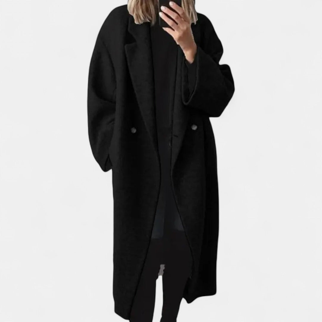 Manteau long oversize pour femme à revers