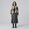 Abstract Patchwork Shearling Jacket