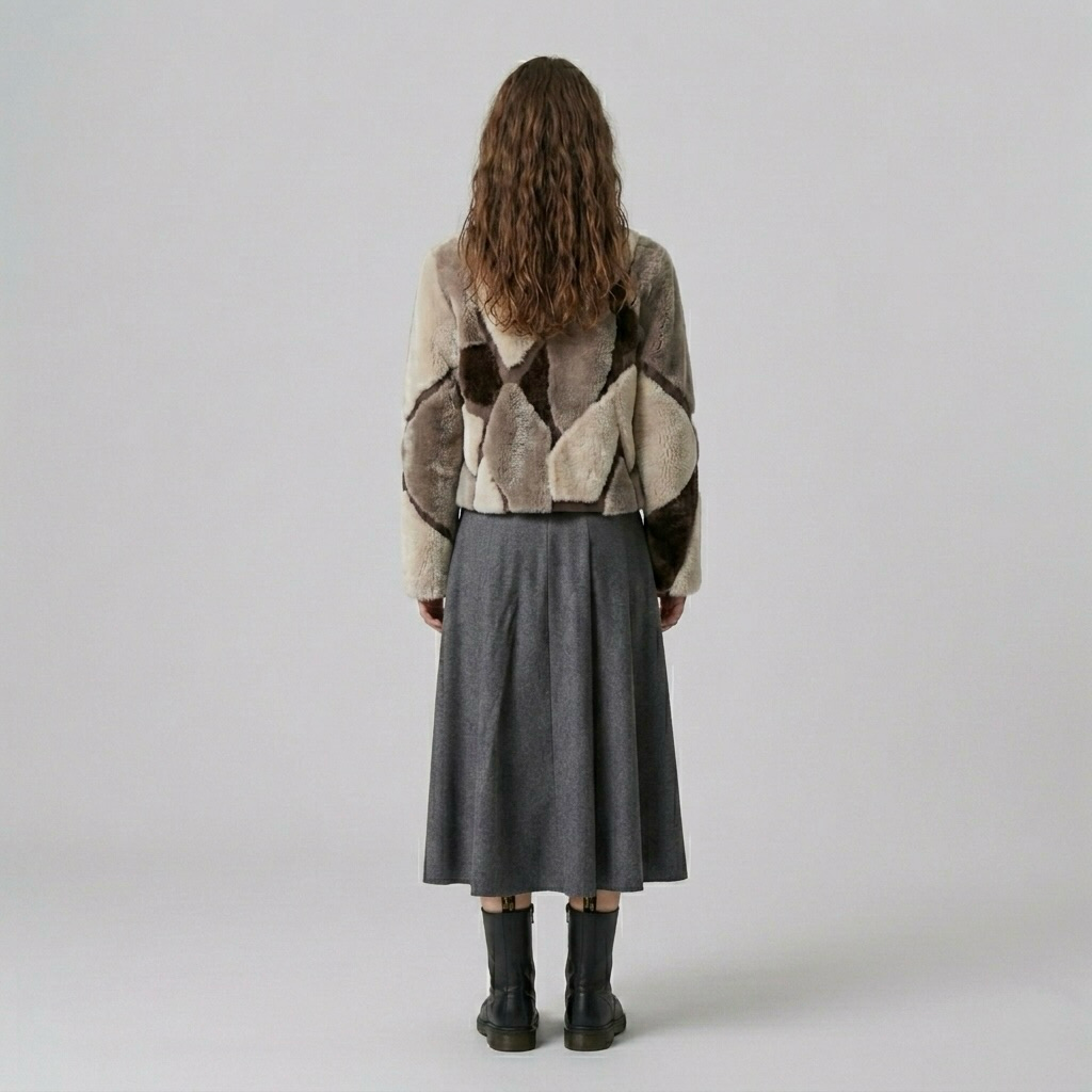 Abstract Patchwork Shearling Jacket