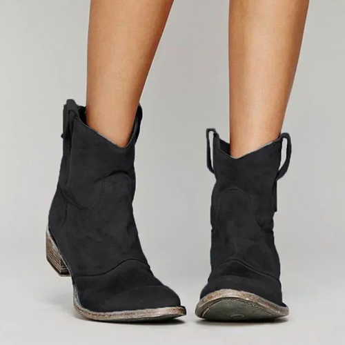 Bottines western en daim à effet usé