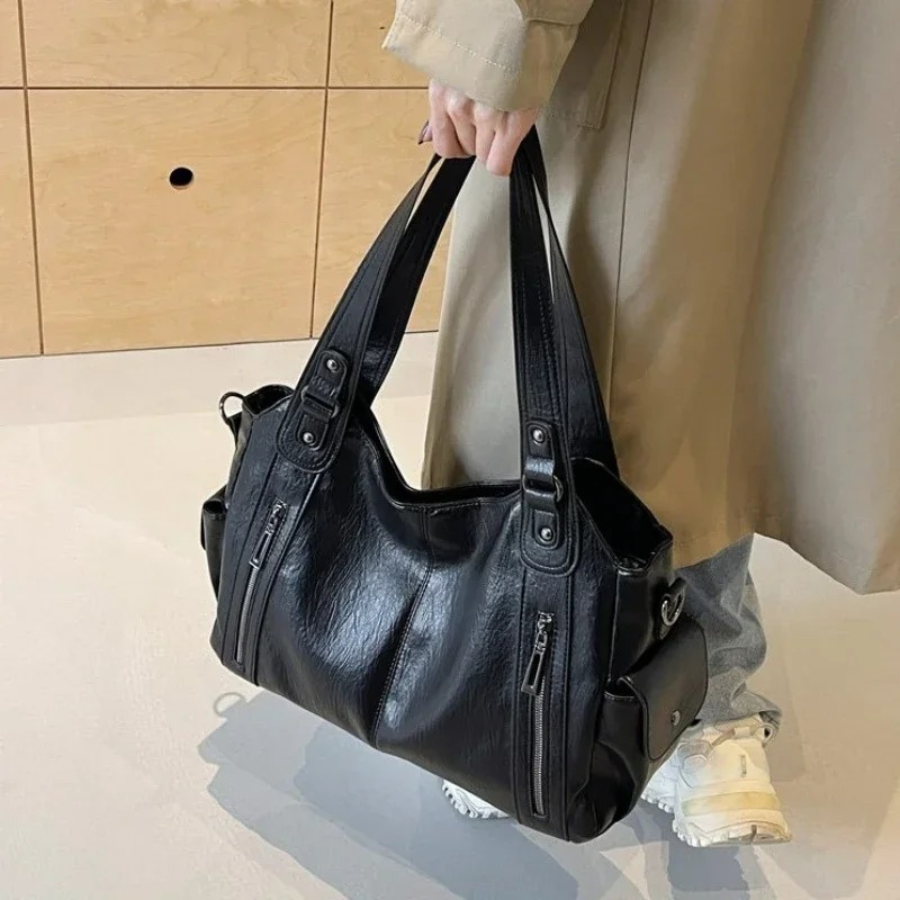 Women’s Multi-Pocket Shoulder Bag with Detachable Strap