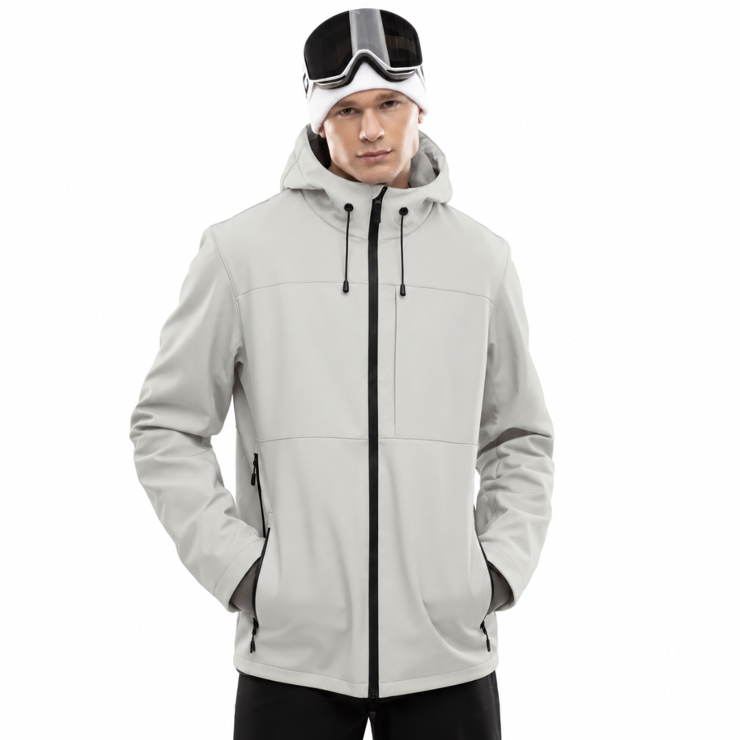 Men's Hooded Ski Jacket with Zip Pockets
