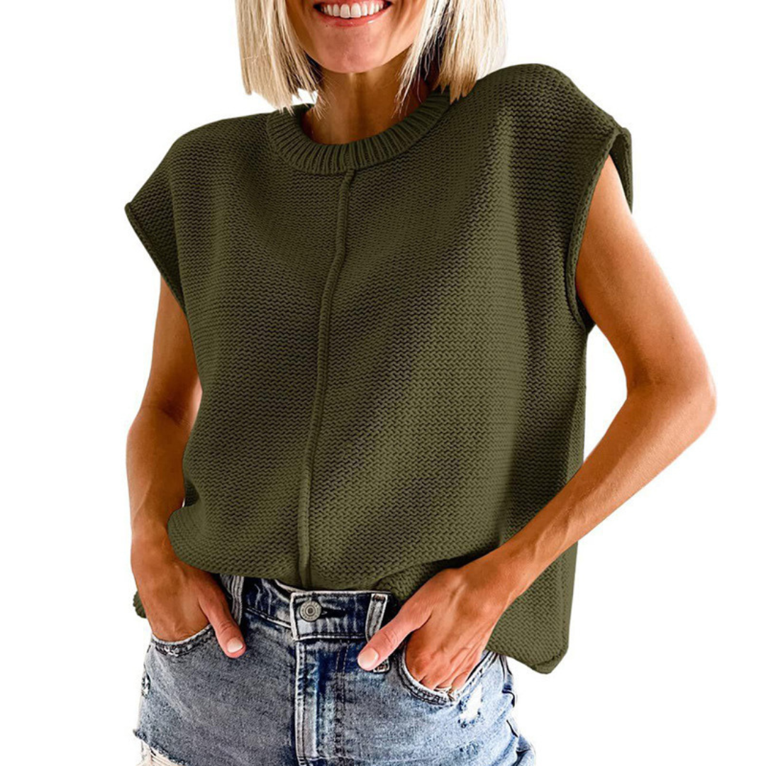 Top tricoté sans manches décontracté pour femme