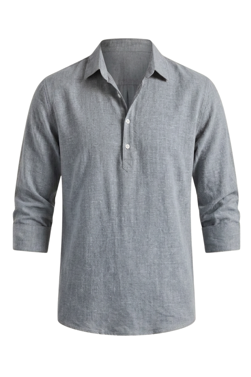 Men's Linen Blend Long Sleeve Henley Collar Shirt