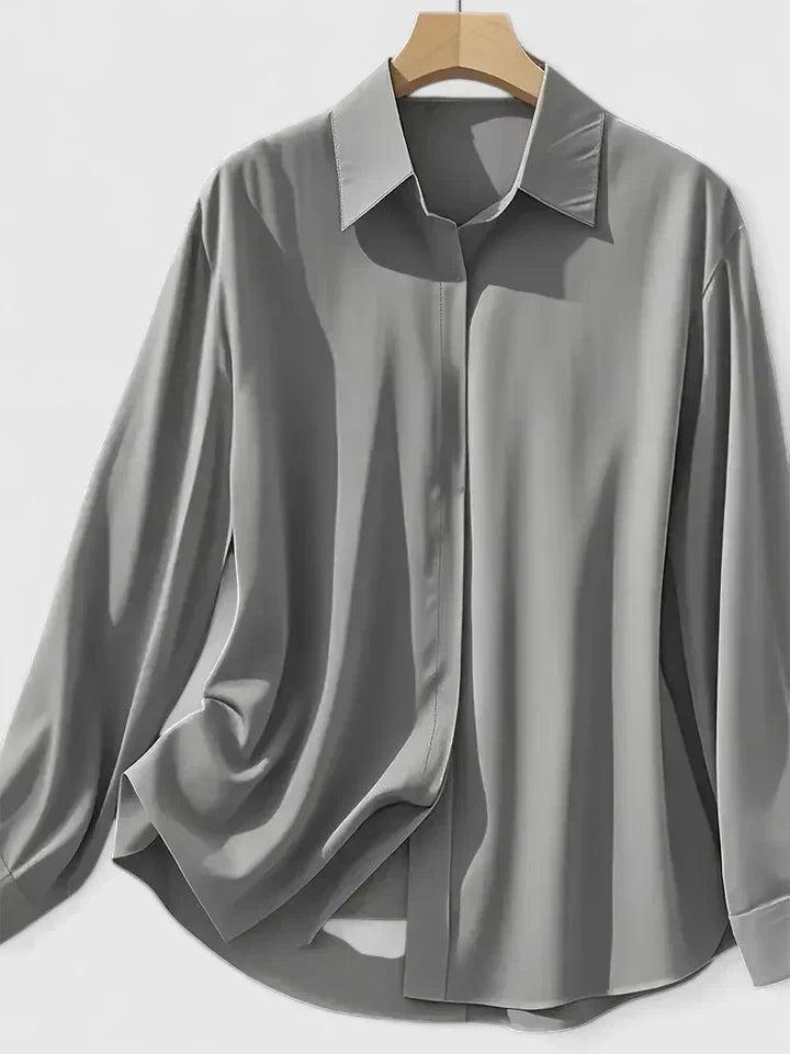 Chemise boutonnée à manches longues et col pour femme