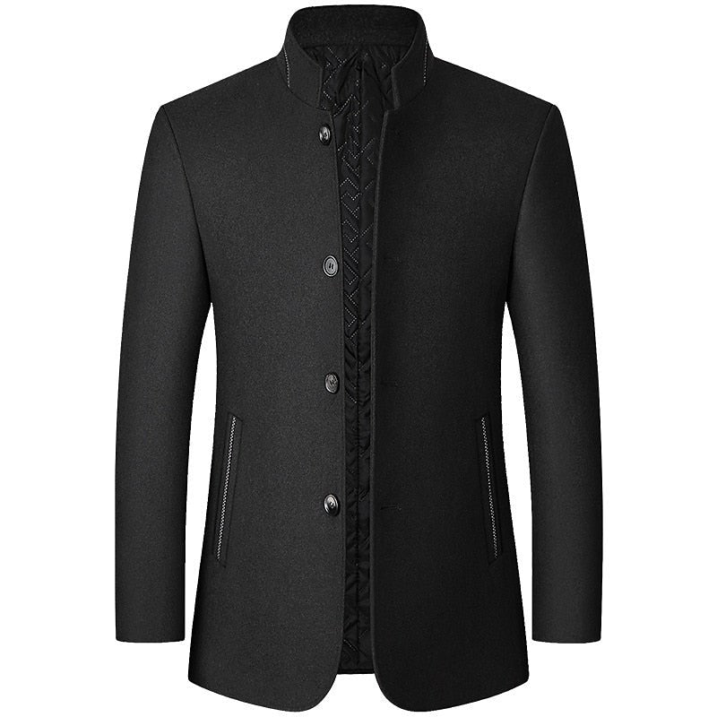 Men's Stand-Collar Lined Trench Coat | Tailored Fit